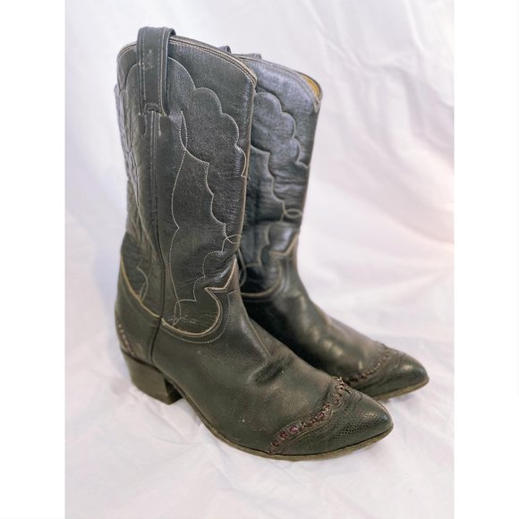 Tony Lama Black Heeled Boots - Picture 8 of 8